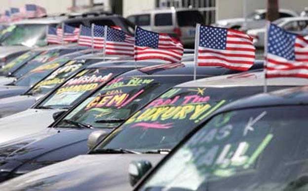 Car Dealership with flags