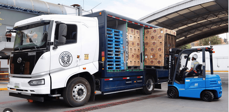 a truck with boxes in the back