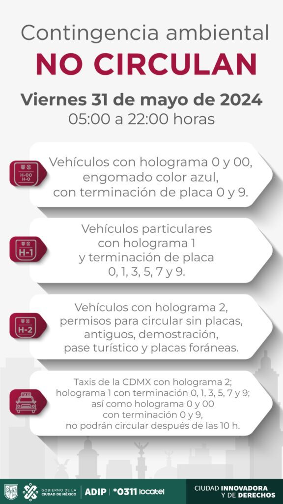 Doble Hoy No Circula: Estos autos NO pueden salir hoy viernes 31 de mayo de 2024 en CDMX y Área Metropolitana 3 GO23z BW4AATpiA