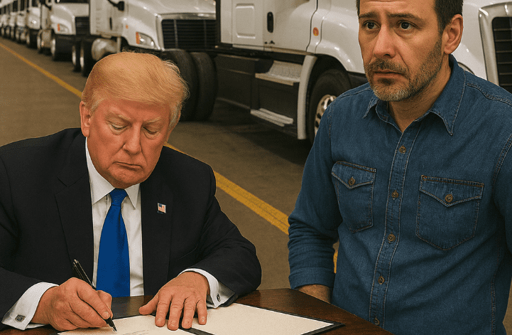 De 200,000 a 250,000 USD por camión, Arancel de Trump golpea a los transportistas de EUA 1 trump