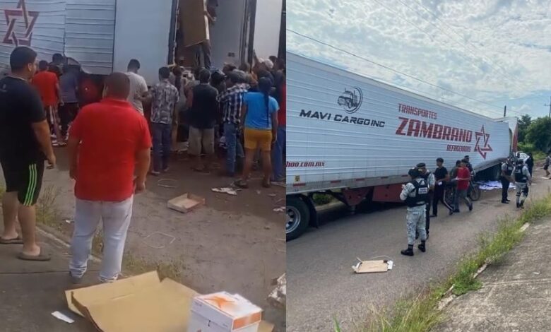 Rapiña camiones con falla mecánica: saquean cargamento de papelería 1 IMG 4429